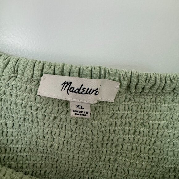 Madewell Sage Green Lucie Smocked Dress with Pockets - Size XL - Picture 5 of 10